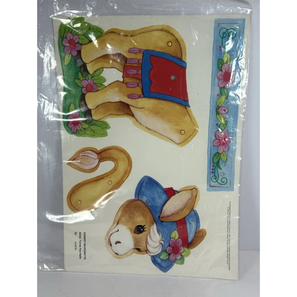 Vintage 1997 Standard Publishing Donkey Marionette Paper Craft Sheet Tonda Rae N